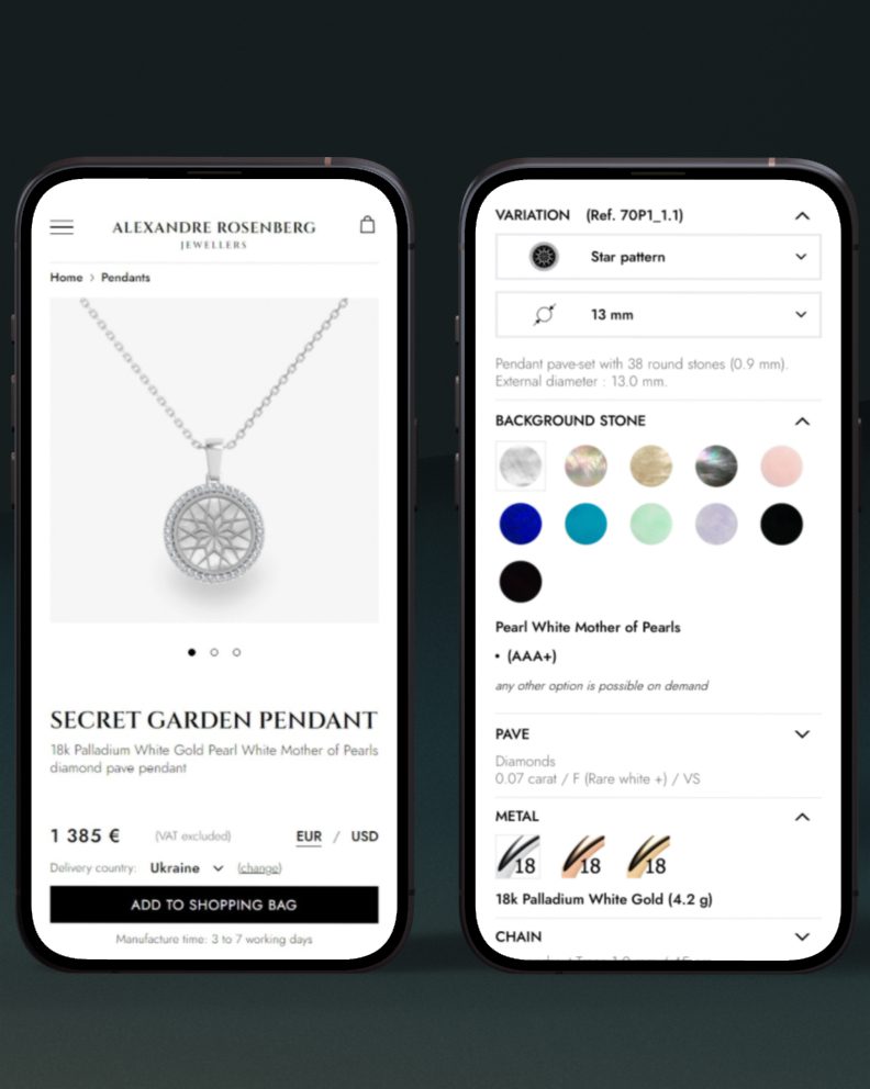 Artek SA präsentiert Digitaler Juwelierladen, eine mobile App, die eine atemberaubende Kollektion von Halsketten und Ohrringen präsentiert.